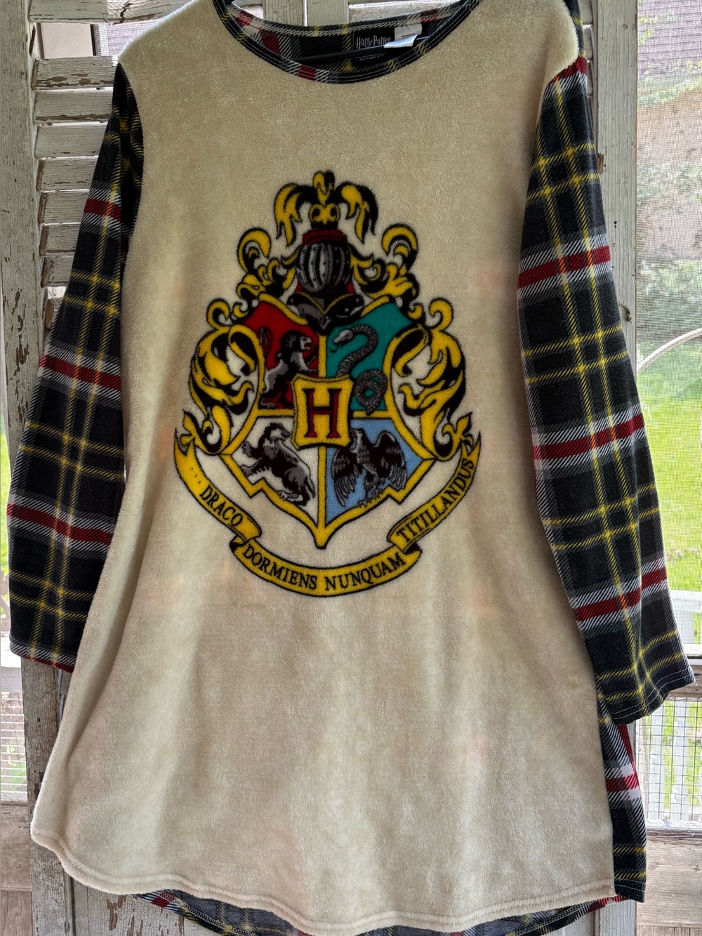 Harry Potter Girls' Hogwarts Houses Crest Raglan Pajama Nightgown-All Houses CL